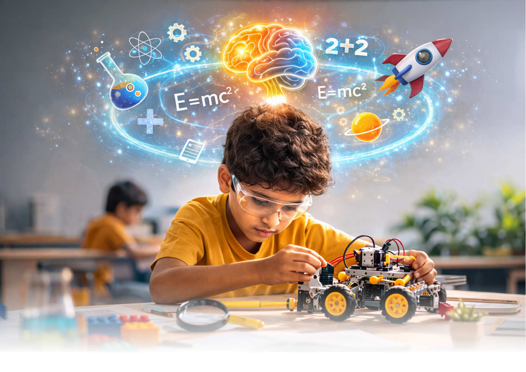 Child Concentrating on STEM